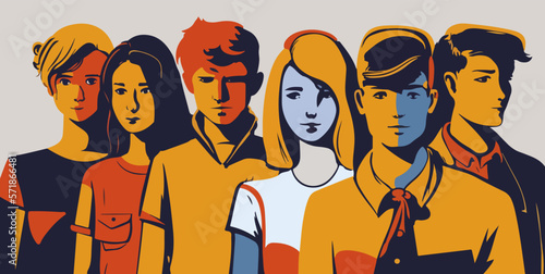 Gruppo di persone di diverse età. Gente della società civile. Uomini, donne, giovani, anziani,