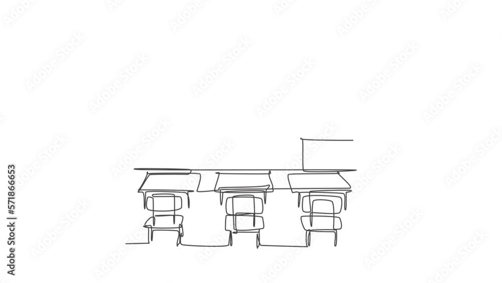 Animated self drawing of continuous line draw interior at school ...