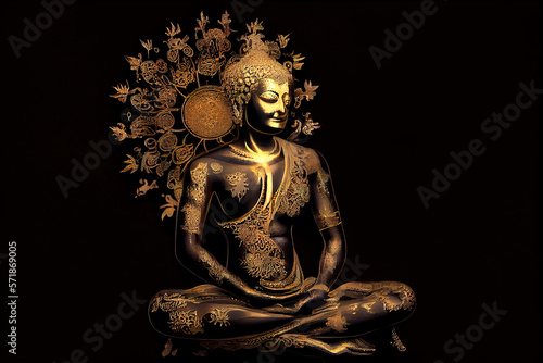 A golden Buddha Phra Phuttha Maha Suwanna Patimakon, symbolizing enlightenment and the revered Golden Days of Buddhism.. generative ai