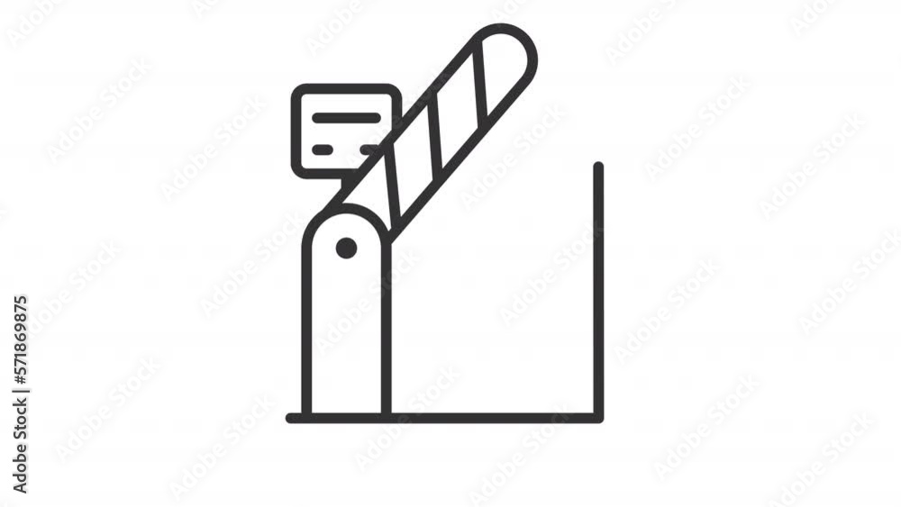 Animated car barrier linear icon. Parking gates. Autonomous regulation. Internet of things. Seamless loop HD video with alpha channel on transparent background. Outline motion graphic animation Animated car barrier linear icon. Parking gates. Autonomous regulation. Internet of things. Seamless loop HD video with alpha channel on transparent background. Outline motion graphic animation