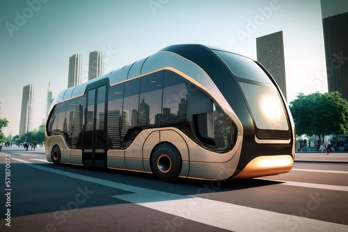 Autonomous bus on the street  Generative AI