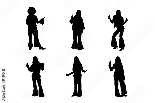 Set of silhouettes of hippie costumes vector design