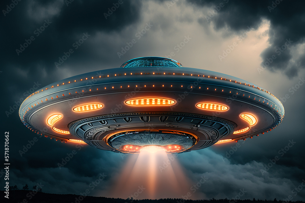ufo with many lights. Generative AI ufo with many lights. Generative AI