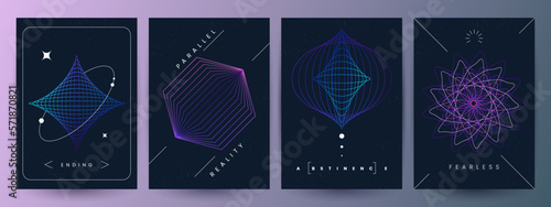 Trendy minimalistic linear posters. Abstract wired design.