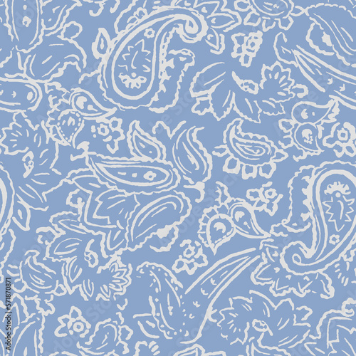 SEAMLESS HAND PAINTED PAISLEY PATTERN SWATCH