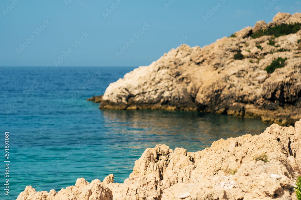 Idyllic and lonely remote beach for vacations escape - Sveti Stefan beach on Croatia island Cres
