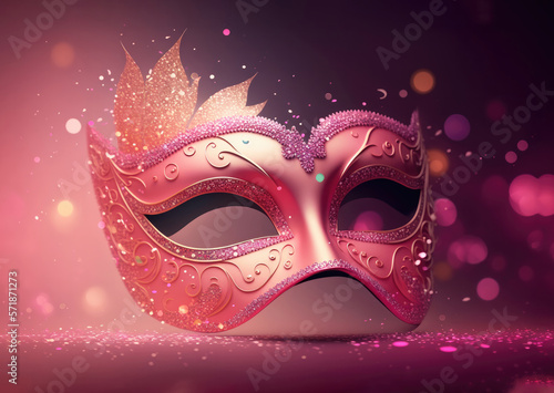 Festive face mask for carnival celebration, generative ai © Miquel