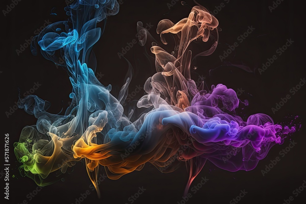 Fototapeta premium Abstract colorful smoke flowing and growing. Creative background design. Generative AI