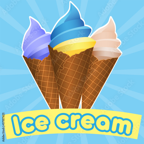 Ice cream. Yellow-blue ice cream