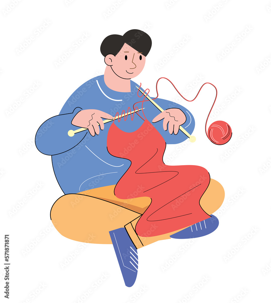 Obraz premium character people knitting