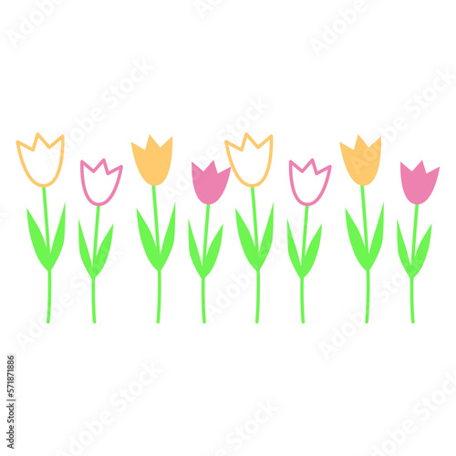Spring Colorful Tulips Vector Illustration isolated on White