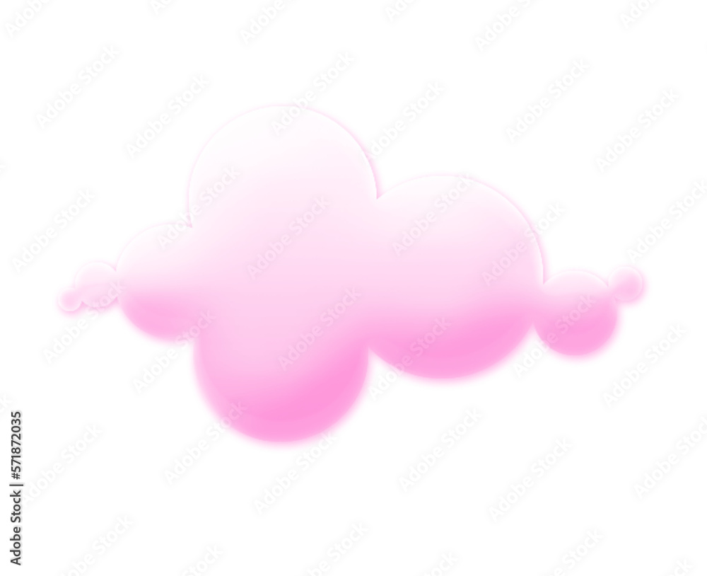 Gradient Pink 3d clouds set isolated on a transparent background. Royalty high-quality free stock PNG image of Cartoon cloud shapes for games, animation, web. Cute cloud background 3d illustration