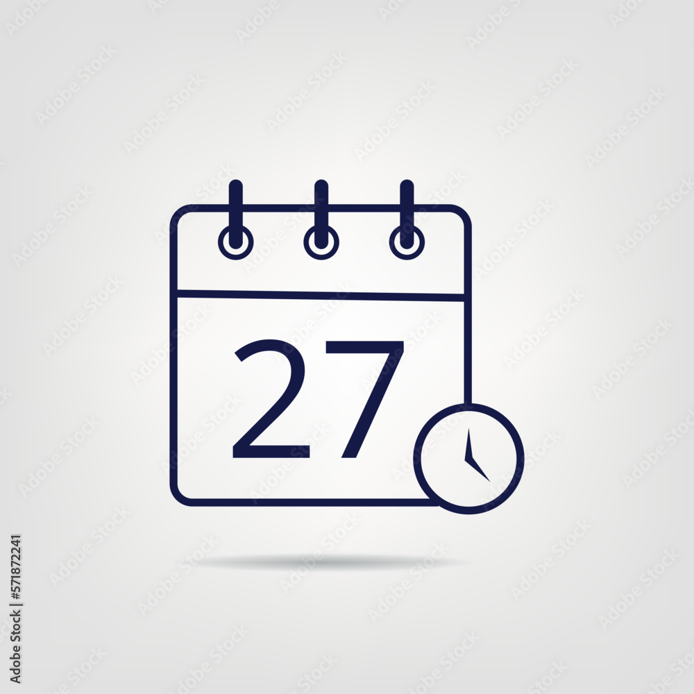 Calendar vector flat icon in linear style, specific day calendar day 27. Calendar vector flat icon in linear style, specific day calendar day 27.