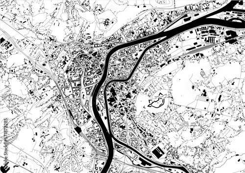 map of the city of Liege, Belgium