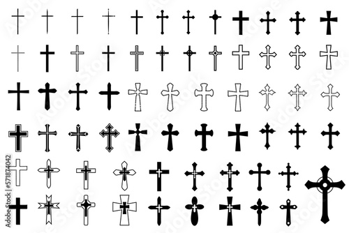 Print op canvas Decorative crucifix religion catholic symbol, Christian crosses