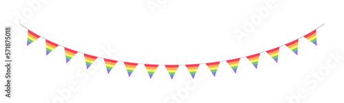 Rainbow flag pennant garland. Pride month bunting divider simple vector illustration clipart