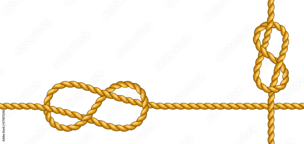 Background with jute rope knots. Nautical, fishing and decorative nodes. Background with jute rope knots. Nautical, fishing and decorative nodes.