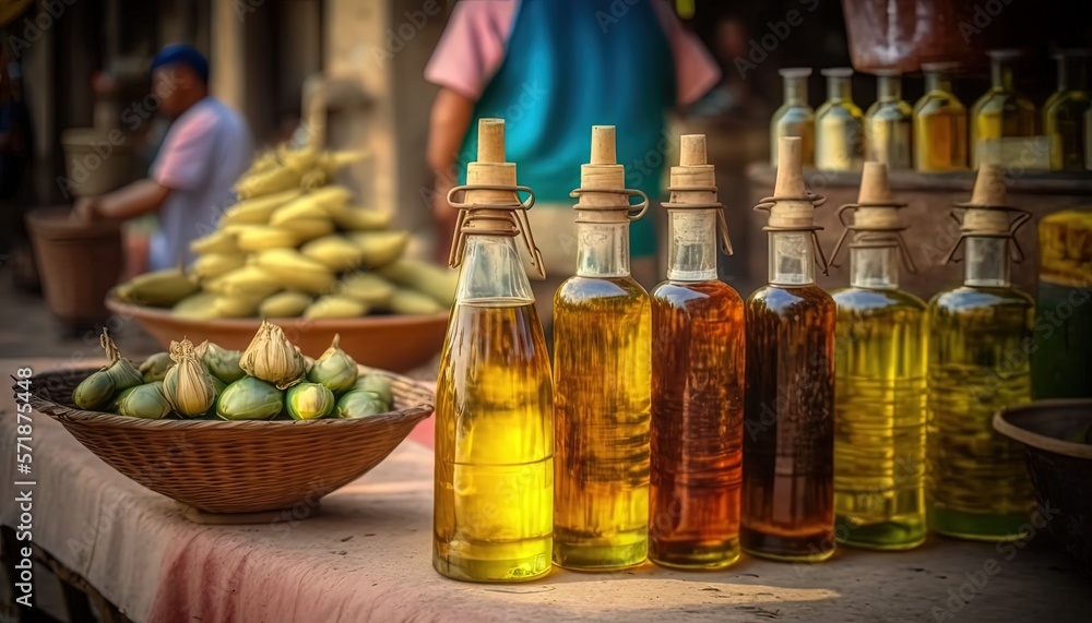 market stall selling many kind of vegetable oil , idea for local SME business vendor support theme, Generative Ai
market stall selling many kind of vegetable oil , idea for local SME business vendor support theme, Generative Ai
