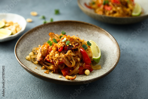 Traditional homemade pad thai noodles
