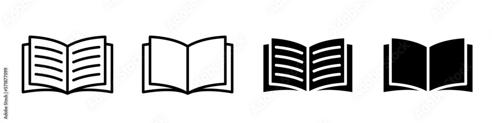 Open book icon pictogram set illustration - obrazy, fototapety, plakaty 