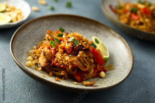 Traditional homemade pad thai noodles
