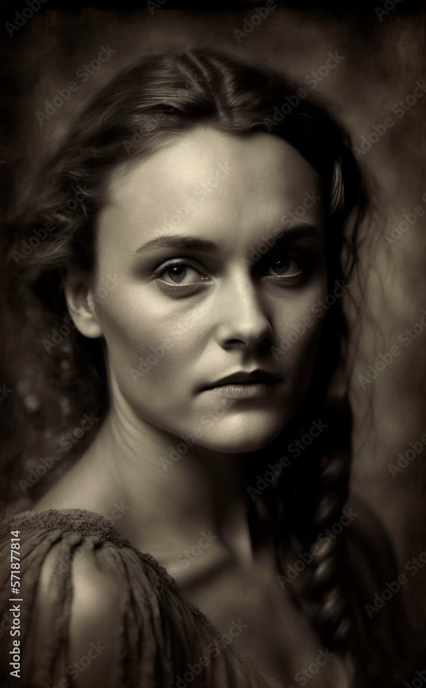 Portrait of a handsome young woman vintage style photograph Generative AI