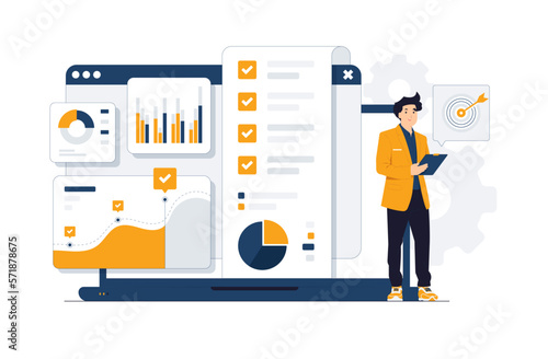 statistical and Data analysis for business finance investment chart to analyzing growth, Site stats, Data inform, Statistics, monitoring financial reports and investments concept illustration