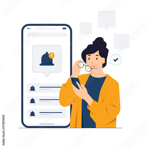 Reminder push notification phone concept illustration