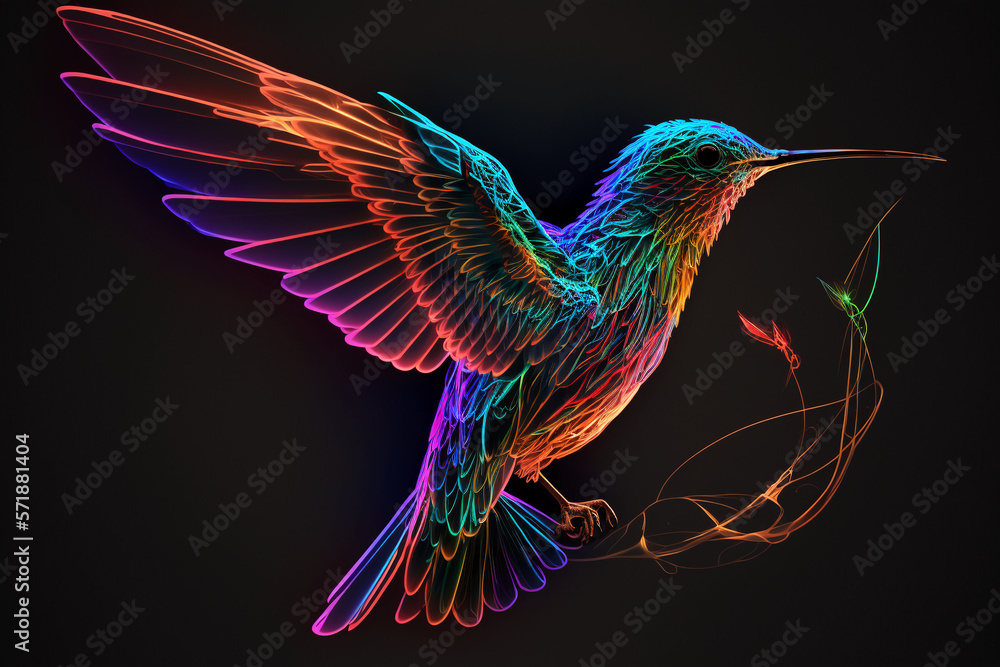 Obraz premium Beautiful colored hummingbird. AI generation