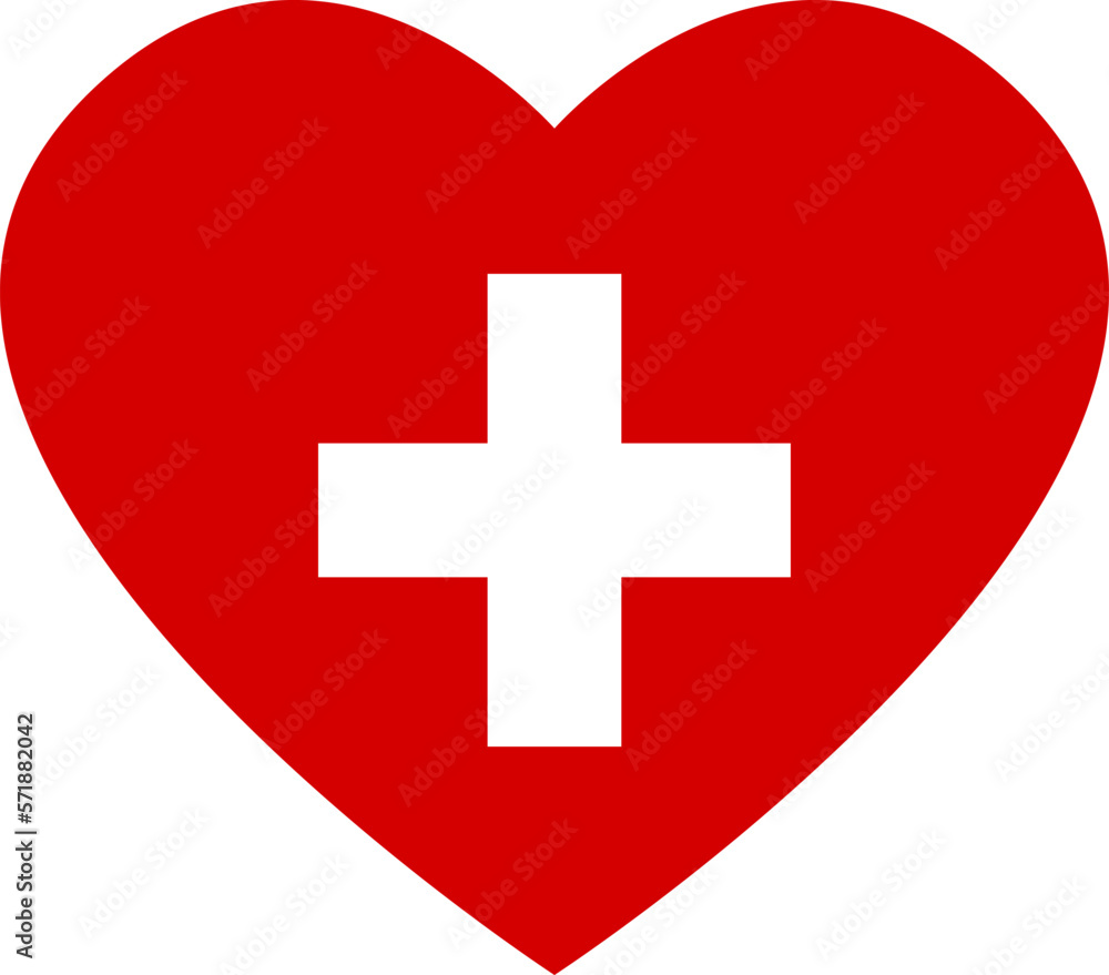 Cross in Heart Symbol First Aid Healthcare Red Sign Icon. Vector Image. Cross in Heart Symbol First Aid Healthcare Red Sign Icon. Vector Image.