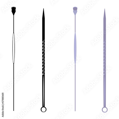 Face skin beauty cleaning tools. Stainless steel acne pimple loop, spoon, vector