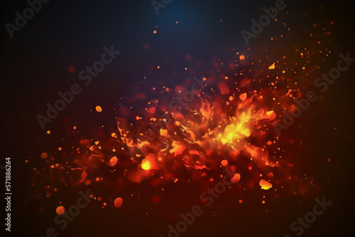 Bright fiery sparks on a black background