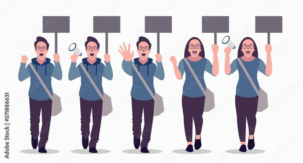 protest is a vector design of several people giving their opinion in public