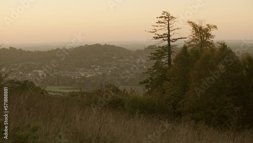 Wide elevated view of the English Town of Dorking  photo