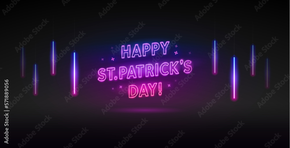Fototapeta premium Happy St. Patrick's Day Neon Sign