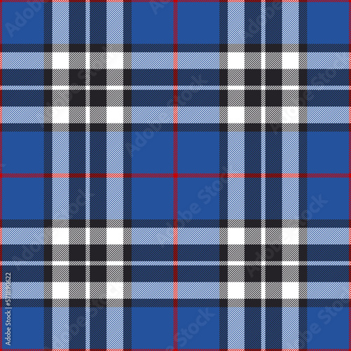 Plaid pattern Thomson tartan in blue, red, black, white. Seamless classic Scottish tartan check vector for autumn winter flannel shirt, blanket, duvet cover, scarf, other modern fashion textile print. photo