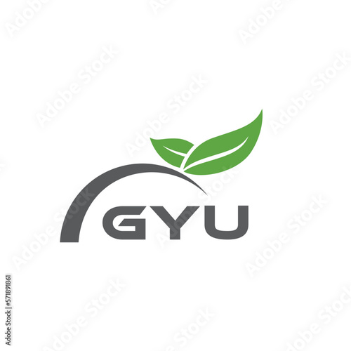 GYU letter nature logo design on white background. GYU creative initials letter leaf logo concept. GYU letter design. photo