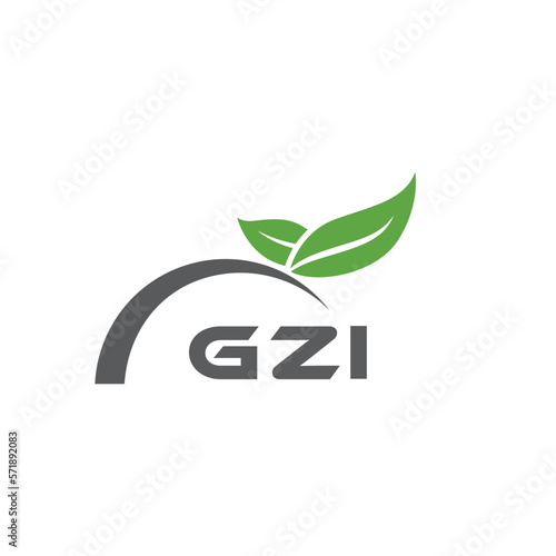 GZI letter nature logo design on white background. GZI creative initials letter leaf logo concept. GZI letter design. photo