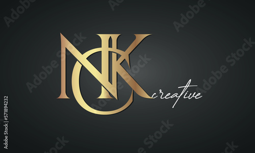 luxury letters NCK golden logo icon  premium monogram, creative royal logo design photo