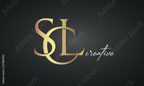 luxury letters SCL golden logo icon  premium monogram, creative royal logo design photo