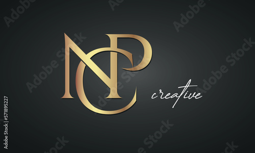 luxury letters NCP golden logo icon  premium monogram, creative royal logo design photo