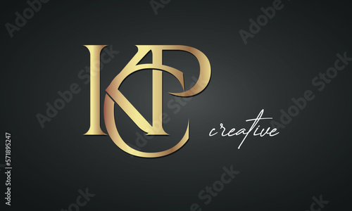 luxury letters KCP golden logo icon  premium monogram, creative royal logo design photo