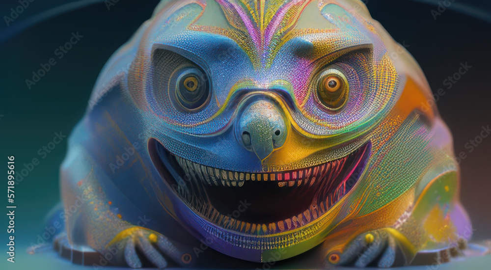 Demon scary frog, carnival style, colorful 3d art. Demon scary frog, carnival style, colorful 3d art.