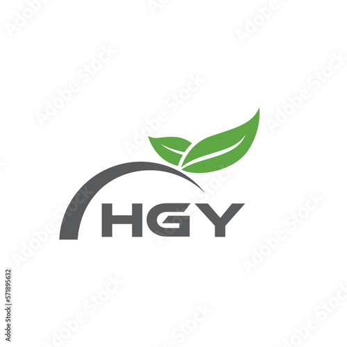 HGY letter nature logo design on white background. HGY creative initials letter leaf logo concept. HGY letter design.