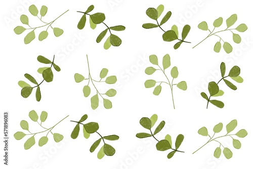 Hand drawn seamless pattern with green leaves and branches for wedding stationary, greetings, wallpapers, fashion, backgrounds, textures, DIY, wrappers, cards.