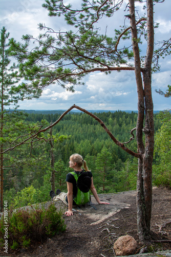 Woman hiking in Lapland Finland
