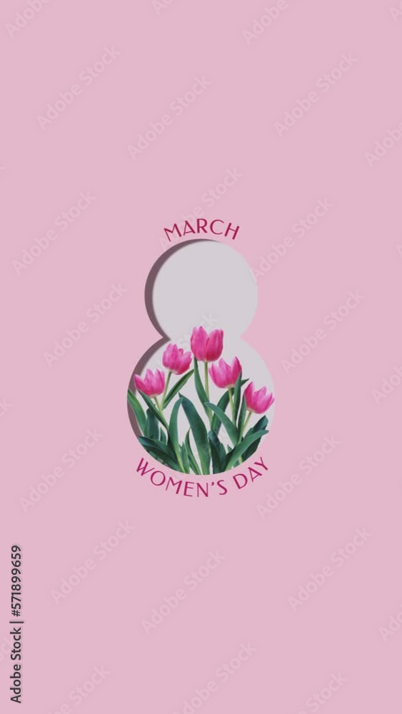 8 march vertical video loop animation with flowers. Happy women's day. 8 march vertical video loop animation with flowers. Happy women's day.
