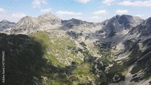 Amazing Aerial view of Pirin Mountain near Yalovarnika peak, Bulgaria photo