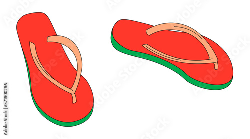 Red tsinelas (flip-flops)