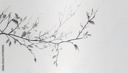 Dry black branch clean background simple leaf
